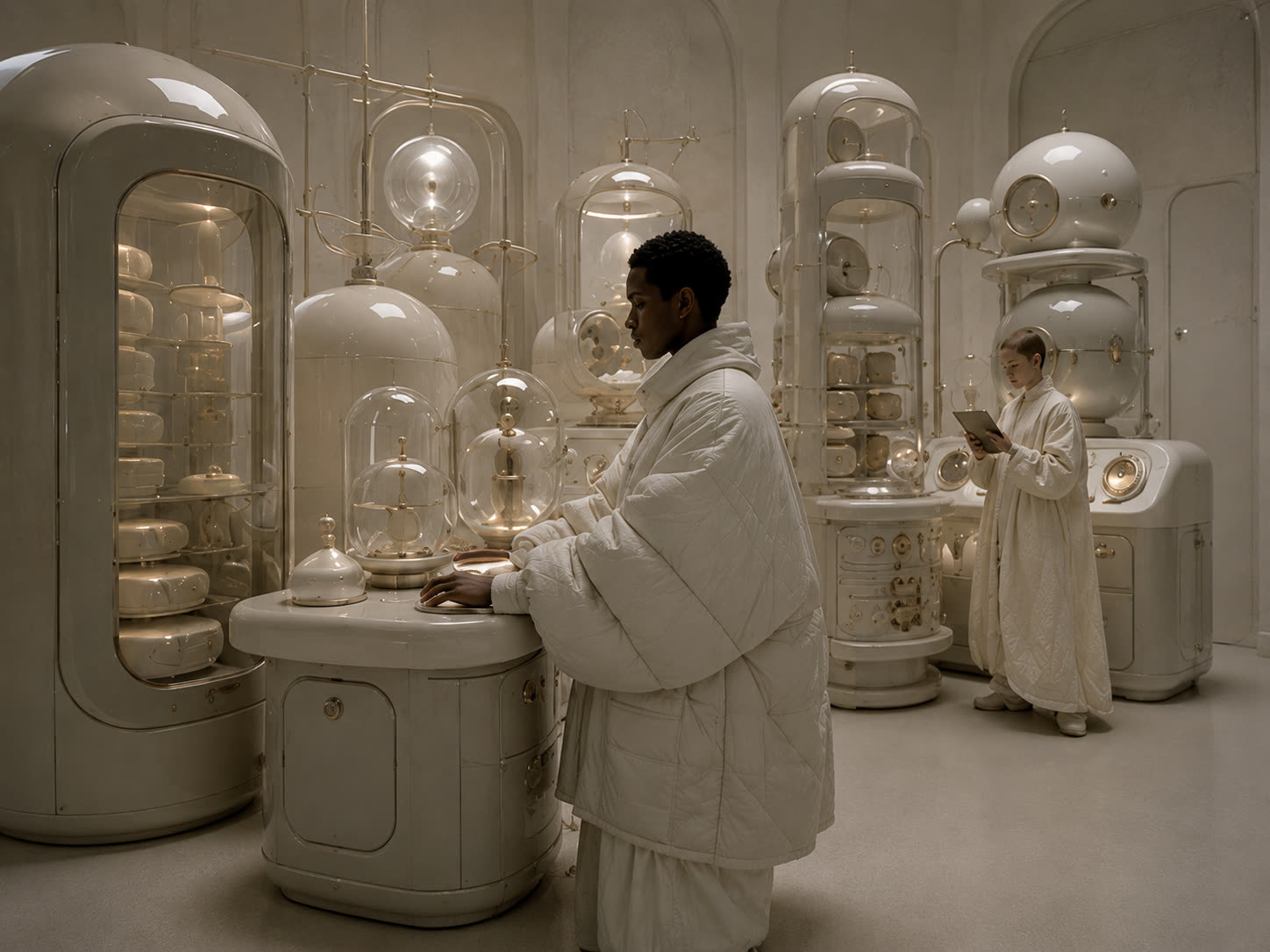 Porcelain cabinets storing provisions
