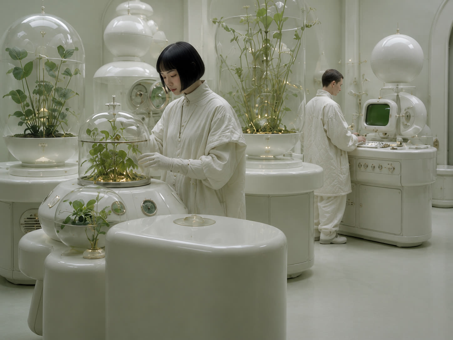 Botanical lab with domed planters