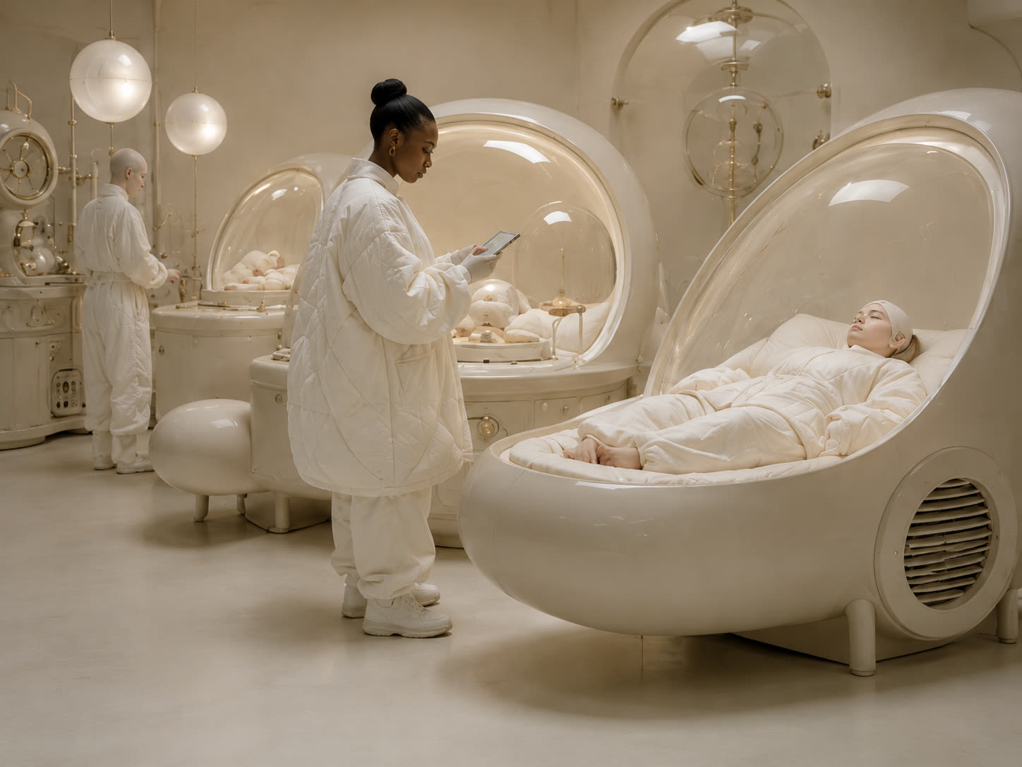 Sleep pods monitored by an attendant