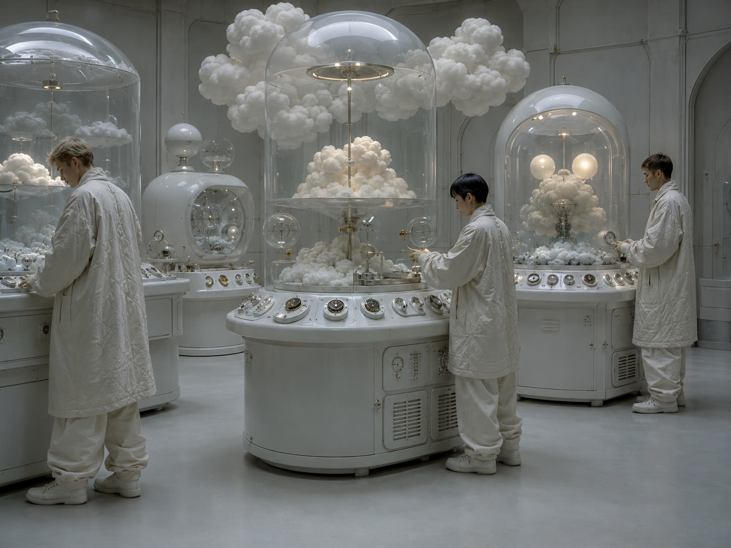 Clouds grown under glass bell jars
